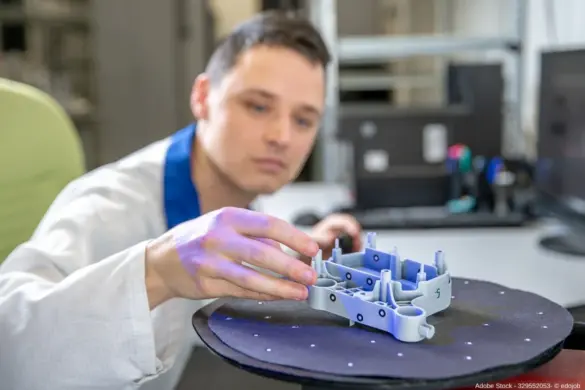 Designer prüft Prototyp eines Bauteils im Labor, innovative Produktentwicklung mit Anspruch auf iF DESIGN AWARD.